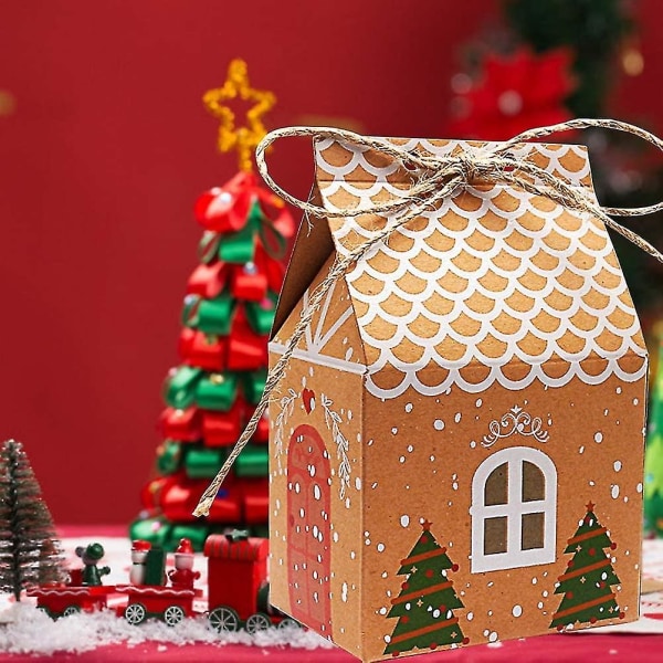 8 st julgransfest presentförpackningar, premium Kraftpapper godispåsar Presentförpackningar Dekor
