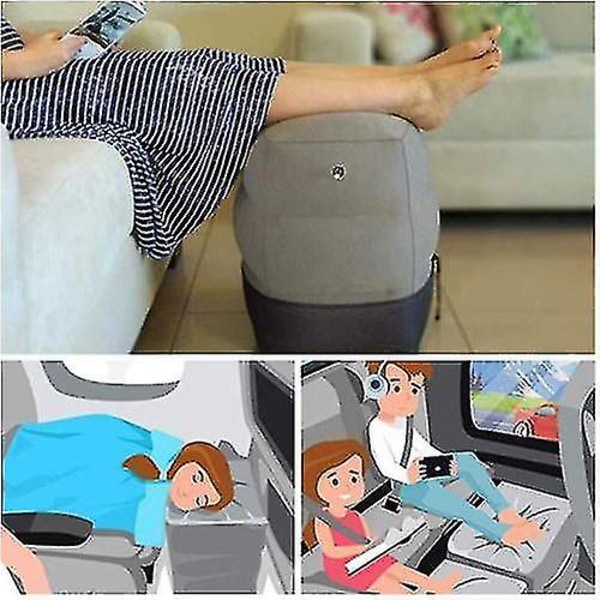 Harmaa monitoiminen puhallettava kannettava matkajalkatyyny tyynytyyny lentokonejuna aikuisten lasten sänky jalkatyynytyynyn tyynyn tuoli