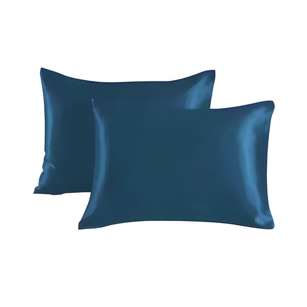 Satin pudebetræk - Pudebetræk - 50 x 66cm - 2-pak Blåklint