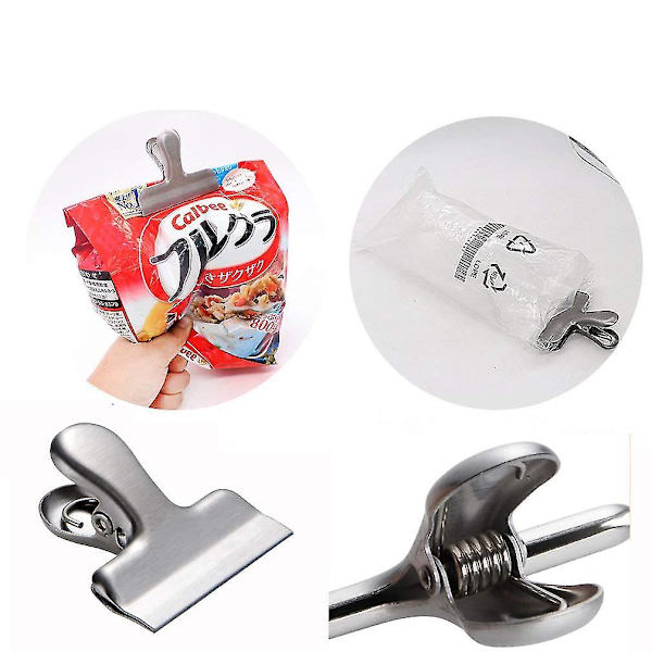 Taskeclips Rustfrit stål Small Bulldog Clips Fødevareforseglingsclips