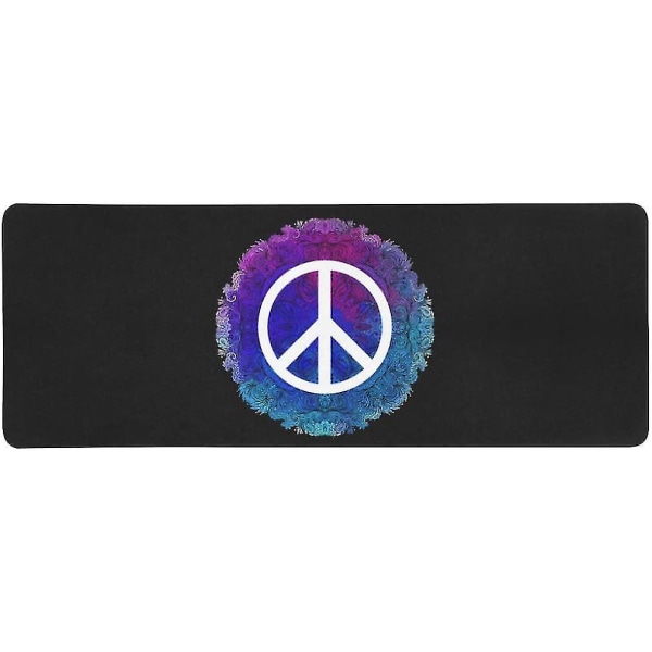 Hippie Mandala Floral Peace Sign Extra Extended Stor Gaming Musematte Skrivebordsmatte Tastaturmatte 31,5x12 tommer