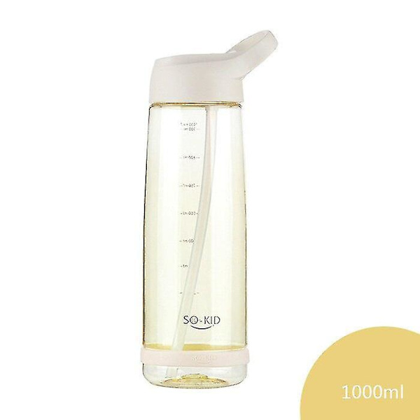 Outdoor Water Bottle With Straw Sports Bottles Leak Proof Eco-friendly For Children School Yellow 1000ml
