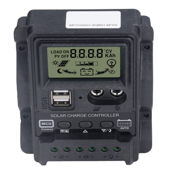 Dual USB Solar Charge Controller ABS LCD Display PWM Opladningscontrollere Lysstyring 12V24V10A 130W 260W