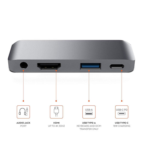 Lämplig för Ipad Pro Hub Usb-c till HDMI+3.5+ USB+pd Hub Type-c Dockningsstation silver silver