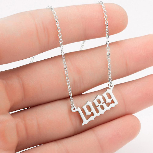 1980-2019 Birth Year Number Charm Pendant Stainless Steel Chain Necklace Jewelry Silver 1987