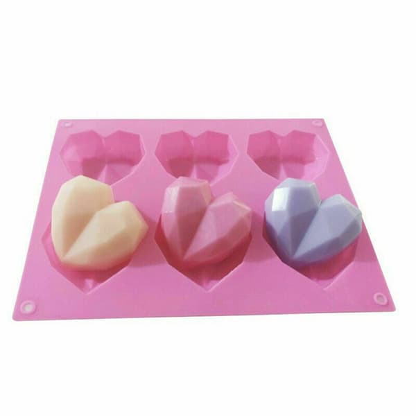 6-hulls silikon hjerteformet pudding geléform kake sjokolade bakeform DIY bakeverktøy