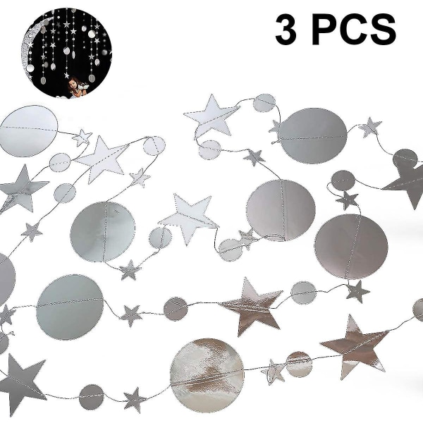 Twinkle Little Star Party Guirlands Glitter Hanging Moon Stars Silver