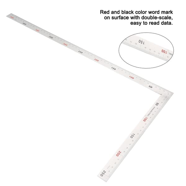 Vinkelmåler i rustfritt stål 500x250mm 90 grader (#02)