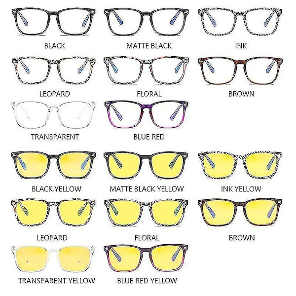 Anti Blue Light Computer Eye Glasses Frame Transparent Yellow
