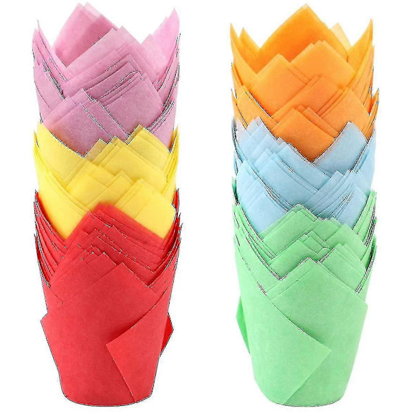 【BQ】150 stk. mini bageforme tulipanbageforme cupcakeforme muffinforme til bryllup, fødselsdag, ba