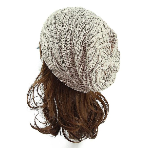 Menn Kvinner Slouchy Baggy Beanie Oversized Hat Skull Ski Cap Beige