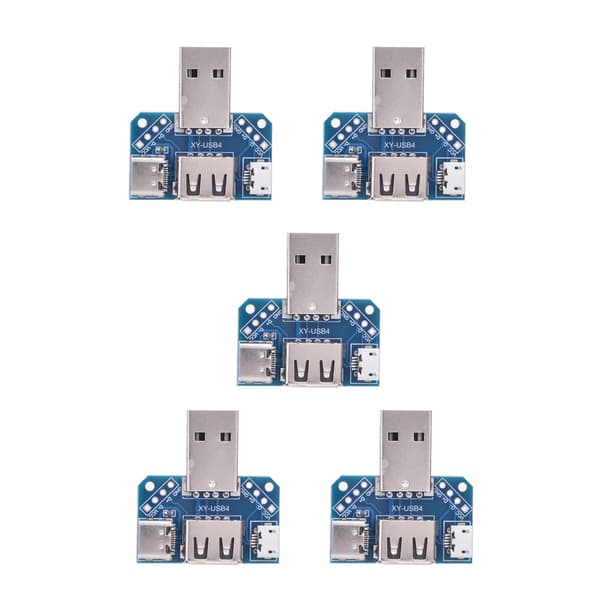 5 kpl USB-sovitinlevy Uros USB - Naaras TypeC 4P 2,54 mm siirtolevy