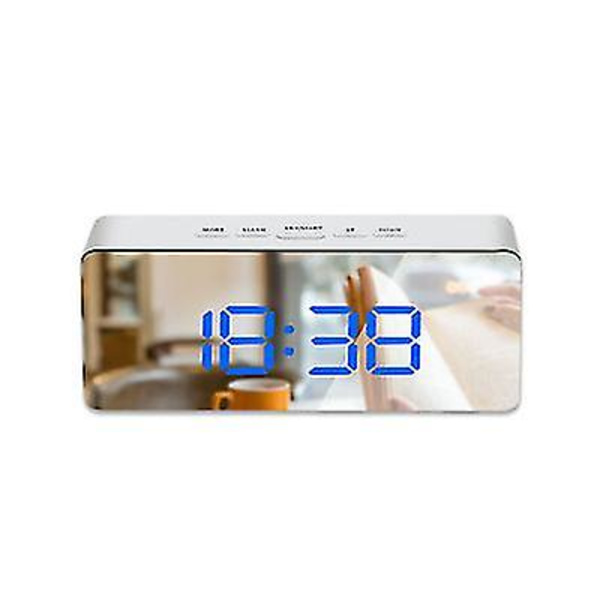 Led Digital Mirror Klocka Snooze Bordsklocka Wake Up Light Heminredning Digital väckarklocka Blå Blue