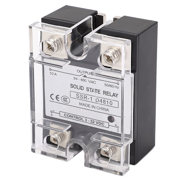 10A Solid State Relæ SSR Modul DC Kontrol AC 24-480VAC Belastningsspænding
