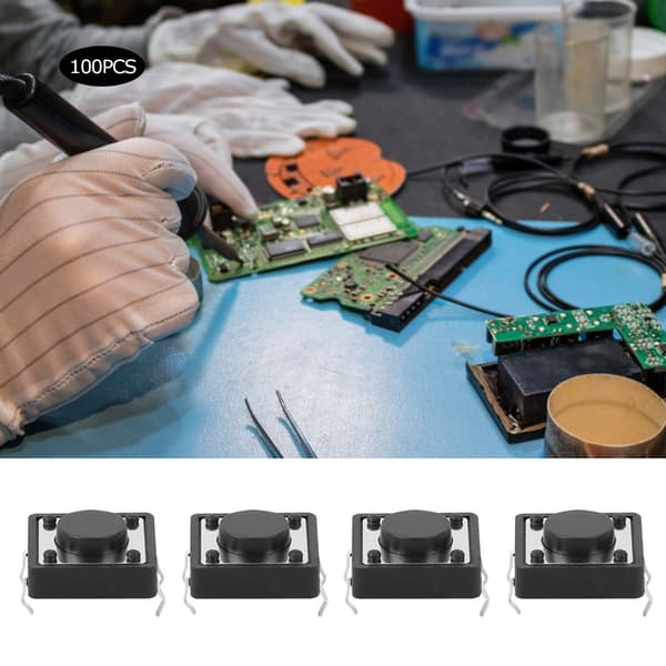 100 stk. Mini Micro Taktil Trykknap Switch 12x12x5mm Momentær Takt Switch Tilbehør