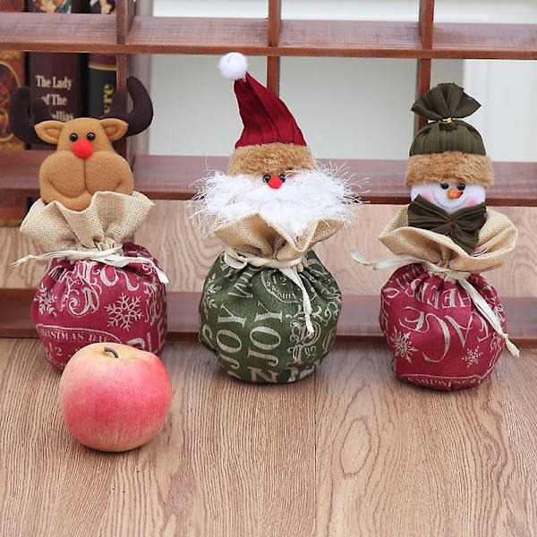 Julklappspåsar Dragsko Xmas Godispåsar Tomte Säck Ryggsäck 3st Type B Snowman