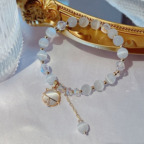 Blå Hvit Brann OpalMystic Clear Crystal Armbånd For Kvinner 18K hvitt gullbelagt stor rund eller oval form Edelstenarmbånd Smykkegaver