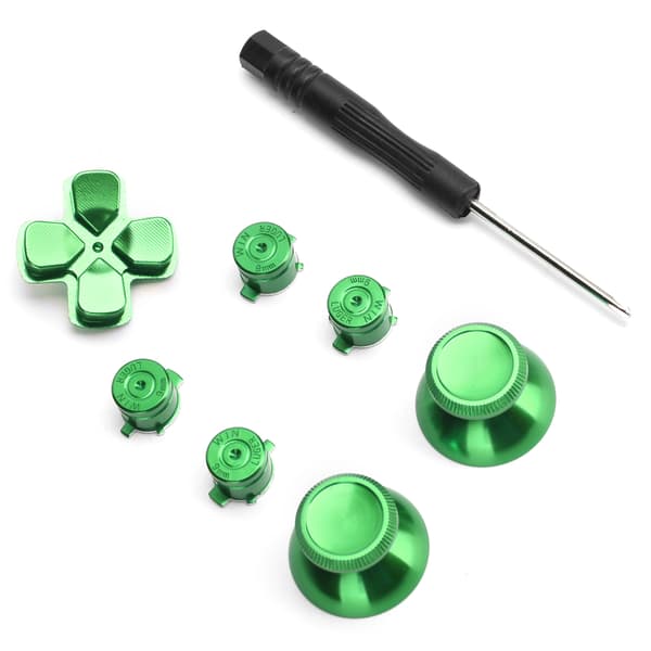 Spilcontroller Aluminium Legering Knapper Tommelfinger Stick Sæt Udskiftningsdele til PS4 Grøn