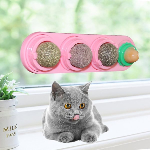 Utsökta naturliga kattmyntabollar Matatabi kattmynta roterande bollar som avlastar väggfäste Purple