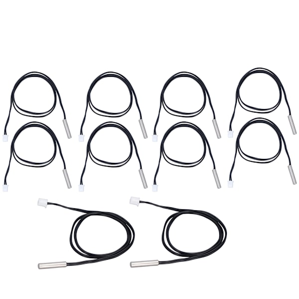 10 stk. Temperatursensorprobe NTC Termistor Temp Transduser 5x25mm Sylindrisk Hode 500mm20K B3950
