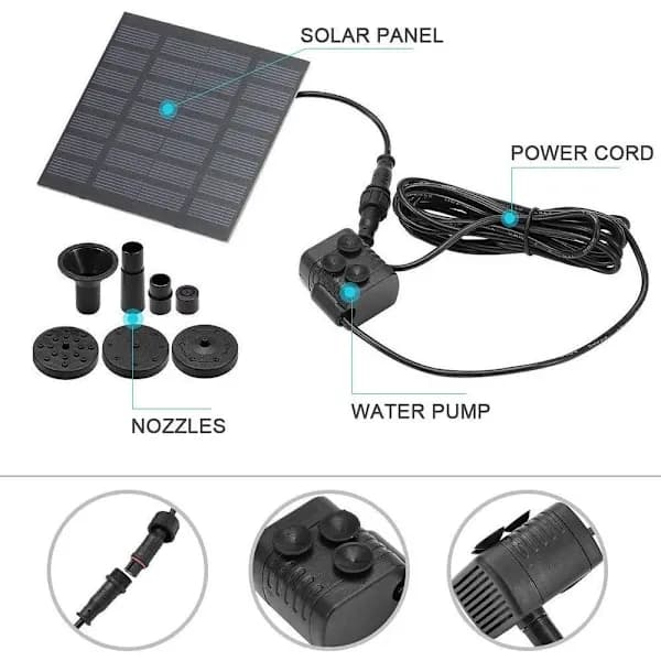 Solcellsdammpump fontänpump solcellspump trädgårdsfontän vattenfunktionsfontän