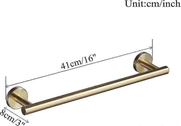 40 cm veggmontert håndklestang i børstet gullfarget 304 rustfritt stål - JV