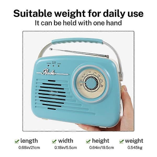 【BQ】HFES Retro Bluetooth Radio FM USB SD AUX Multifunksjonell for Hjemmekontor