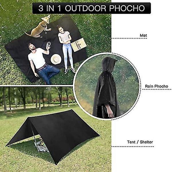 Tre-i-ett multifunktionell regnkappa utomhus ryggsäck Poncho