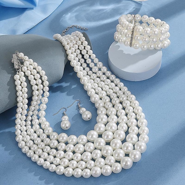 Mångsidig Pearl Diamond - Visa upp unik stil, set Necklace Earring Set Chain