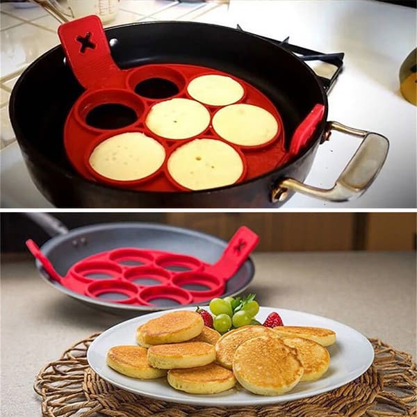 7 Hull Silikonform Pannekake Maker Nonstick Egg Ring Maker Kjøkken Baking Matlaging Form Matlagingsverktøy
