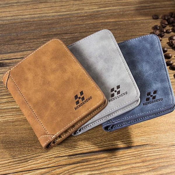 Lommebok for menn Skinn Billfold Slank Hipster Kuskinn Kredittkort-/ID-holdere Innsatser Myntvesker Luksus sammenleggbar forretningslommebok Vertical Coffee