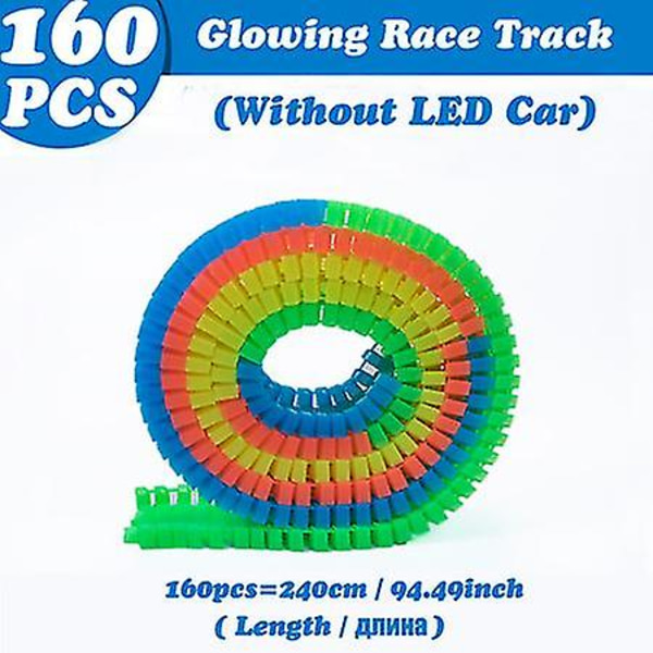 Hhcx-maaginen Hehkuva Kilparata Tee itse Yleisvarusteet Ramppi Käännös Tie Silta Risteys Juna-auto Lelu Kilparadat Lasten Lahjat Race track 160 pcs