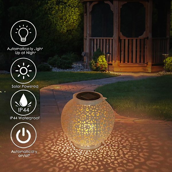 Led Solar Hollow Projection Light Takorauta riippuvat puutarhalamput White