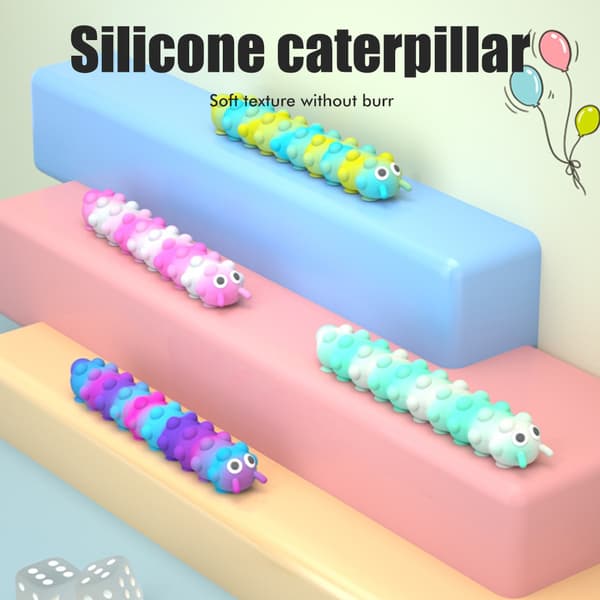 Caterpillar Push Bubble Sensorisk Leke Stress Relief Reiseleke for Barn Voksne