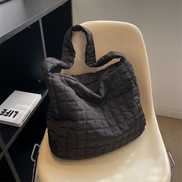 Casual Quiltning Rutad axelväska för kvinnor Mode Damer Reseväskor med stor kapacitet Enfärgad Underarmsväska för kvinnor brun brown