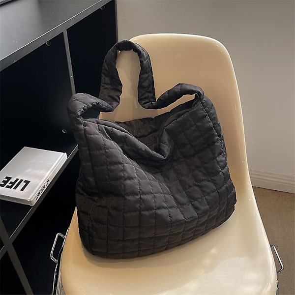 Uformell quilting Rutet skulderveske for kvinner Mote Dame Reisevesker med stor kapasitet Ensfarget håndvesker under armene for kvinner Hvit White