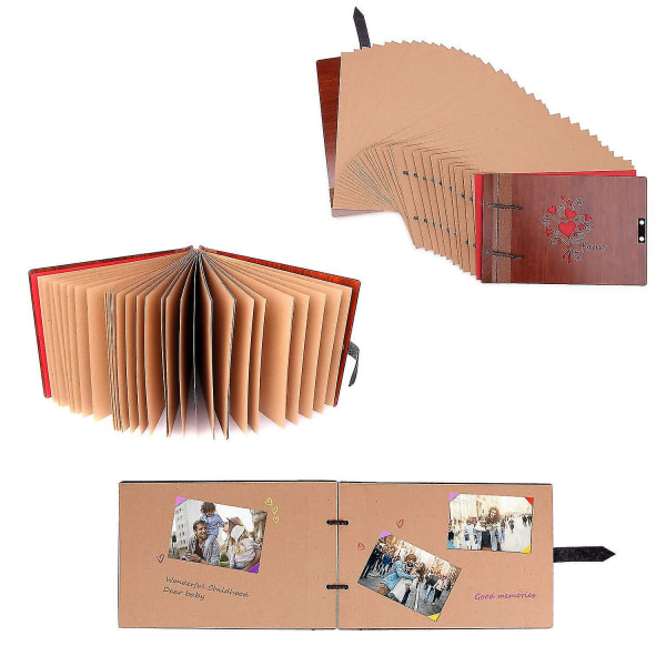 Valokuva-albumin leikekirja 12x12 tuumaa puinen tee-se-itse -albumikirja, jossa 60 sivua lahja ystävänpäivän äitien vuosipäiväksi Full love