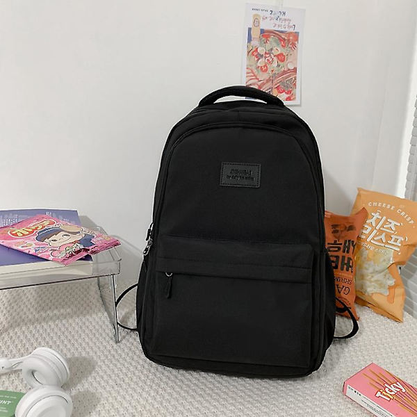 Högkvalitativ vattentät nylon ryggsäck för kvinnor för tonårsflicka skolväska i koreansk stil college studentväska Laptop ryggsäck svart utan anka Black Without Duck