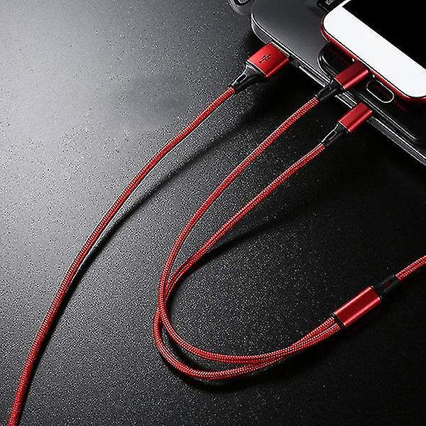 3 i 1 bekväma USB tillbehör Laddningskabel Datalinjeverktyg Multifunktions mode bärbar laddning Red