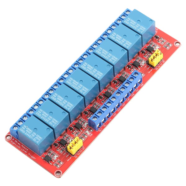 8-kanals Optokopplarrelämodulkort Hög & Låg Trigger 24V
