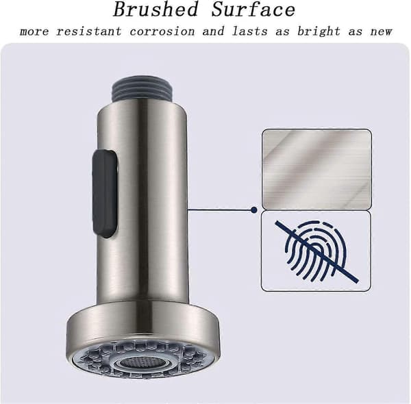 2 moduser sprayhode kjøkkenkran reservespray, sprayhode universelt G1/2 kranhode, sprayhode (børstet nikkel)