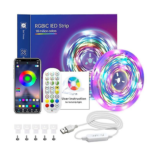 Led Light Strip Rgb Bluetooth-kompatibel App Fjärrkontroll Musikkontroll 5v USB Power 10 m
