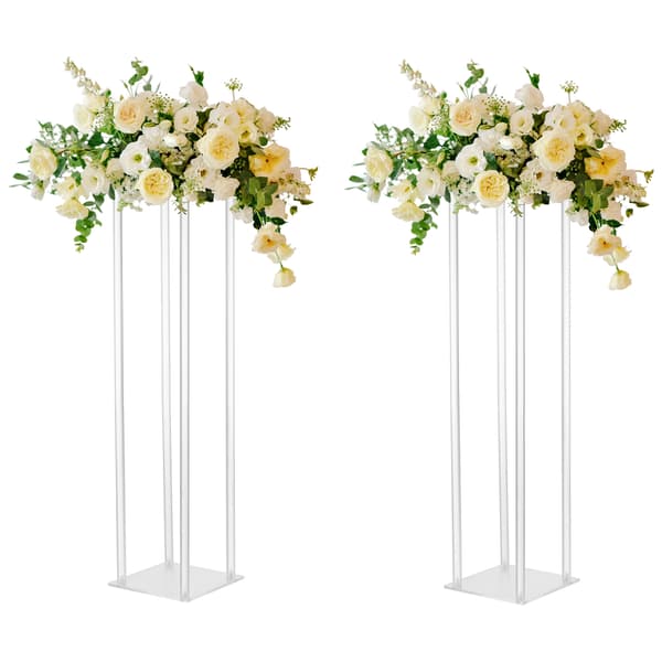 Akryl Cylinder Vas Bröllop Blomsterställ Dekoration Arrangemang