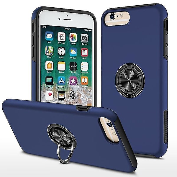 Magneettirengas Kickstand Iskunkestävä phone case Iphone 6 Plus -puhelimelle (musta) Blue