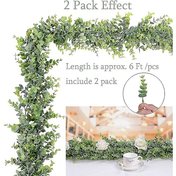 2 stykker kunstig Eucalyptus Garland Eucalyptus Blade Vines Håndlavet krans