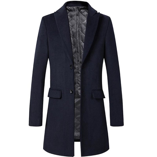 Herrrockar Herrar Peacoat Ullkappor Vinter Elegant Jacka Varm Casual Överrock Dark Blue L