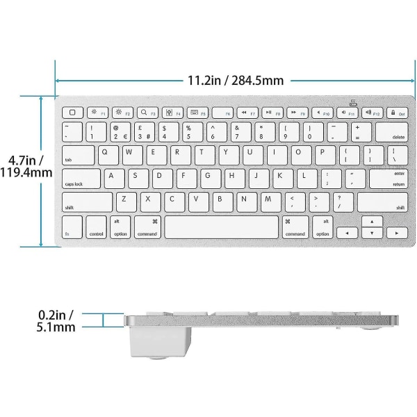 Bluetooth-tastatur kompatibelt med ny Ipad 10.2 (9. generasjon 2021/8 white