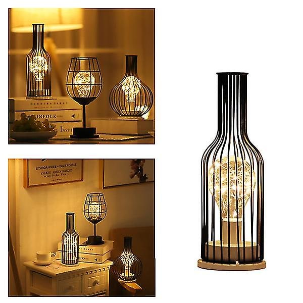 Retro Smijern Vinflaske Bordlampe Creative Led Nattlys Home Decor