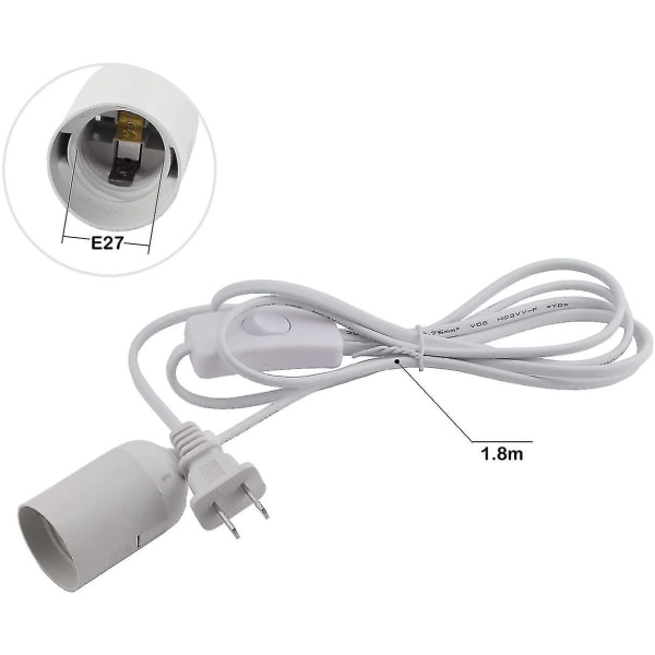1,8 m E27 lampfot Adapter Switch Kabel Hänglampa Ljus Sockel Hållare Converter