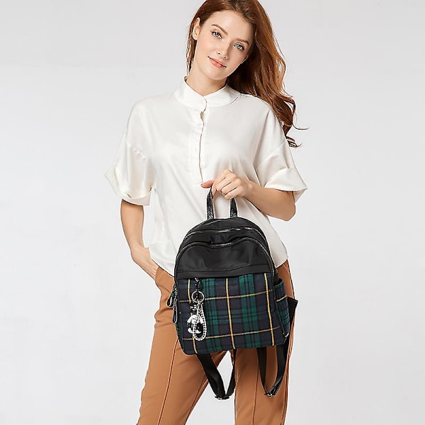 Skolryggsäck för flicka Studentbokväskor Tonåring Rutig Skolväska Liten Kawaii Ryggsäckar Dam Söt Ryggväska Vattentät Canvas Red Plaid